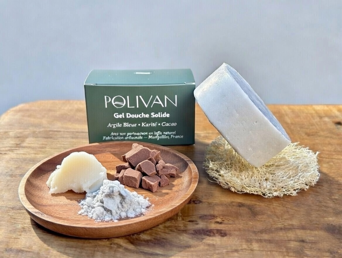 Gel douche solide - Argile bleue • Karité • Cacao